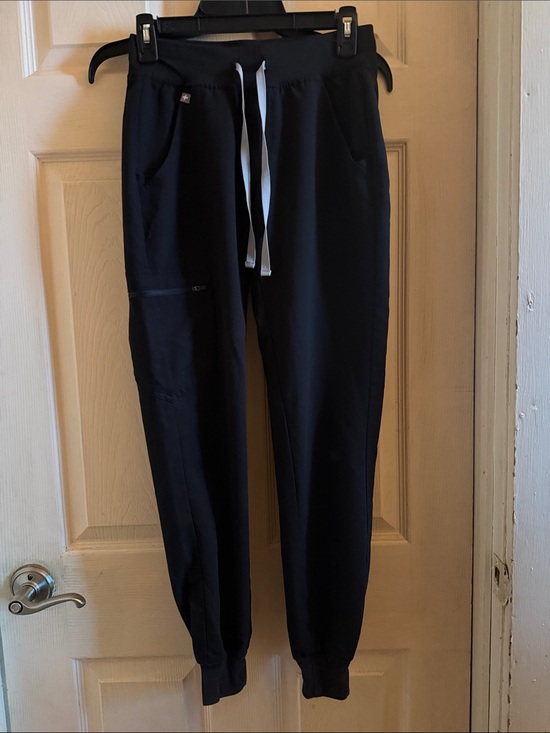 Figs Pants - Figs Women's Black Jogger Pants with White Drawstring